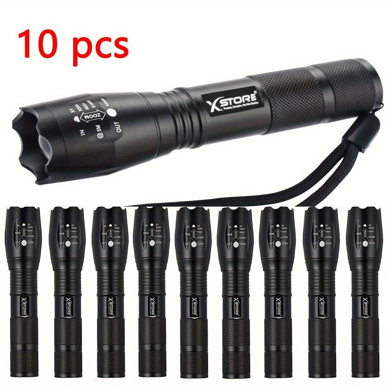 10pcs X.store 1000Lumens LED Flashlight, Super Bright 5Modes Mini Portable Torch For Camping Outdoor Emergency (Not Include Battery)