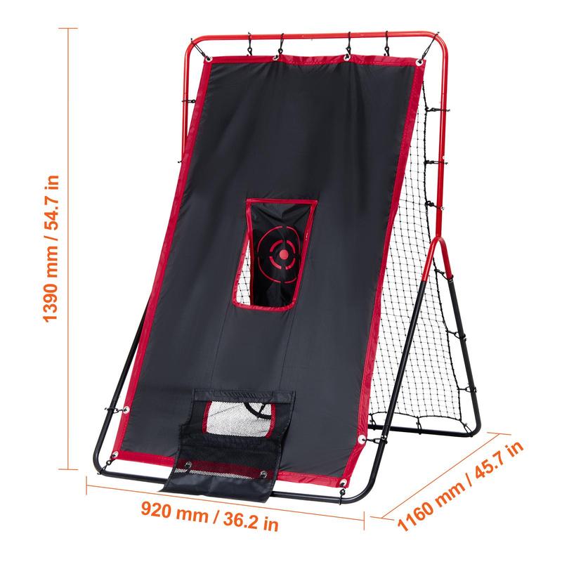 VEVOR Baseball And Softball Rebounder Net, 3.5 x 4.5 ft 2-in-1 Switch Hitter Pitch Trainer, PitchBack Baseball Pitching Return Trainer Nest, Bounce Back Net for Fielding Throwing Practice