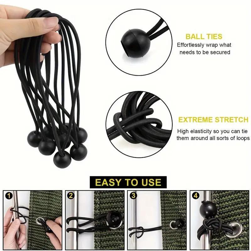 Elastic Ball-shaped Rope Buckle, 30pcs Tent Canopy Binding Rope with Buckle, Durable Good Quality Sturdy Ties for Home Bedroom & Living Room