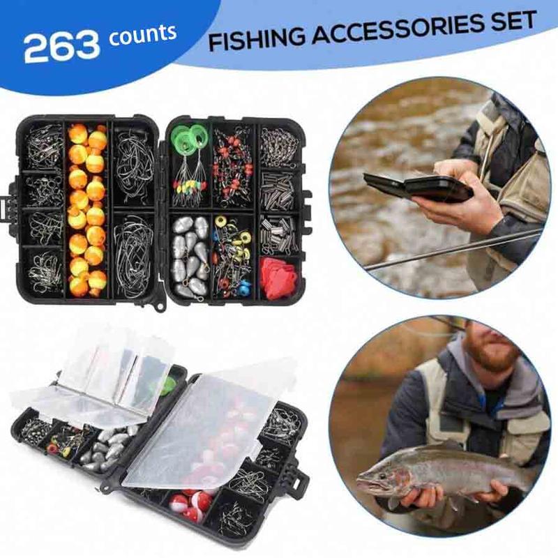 Outdoor Fishing Accessories Set, 263pcs set Fishing Lure Kit with Storage Box, Fishing Accessories for Outdoor Fishing, Fishing Supplies