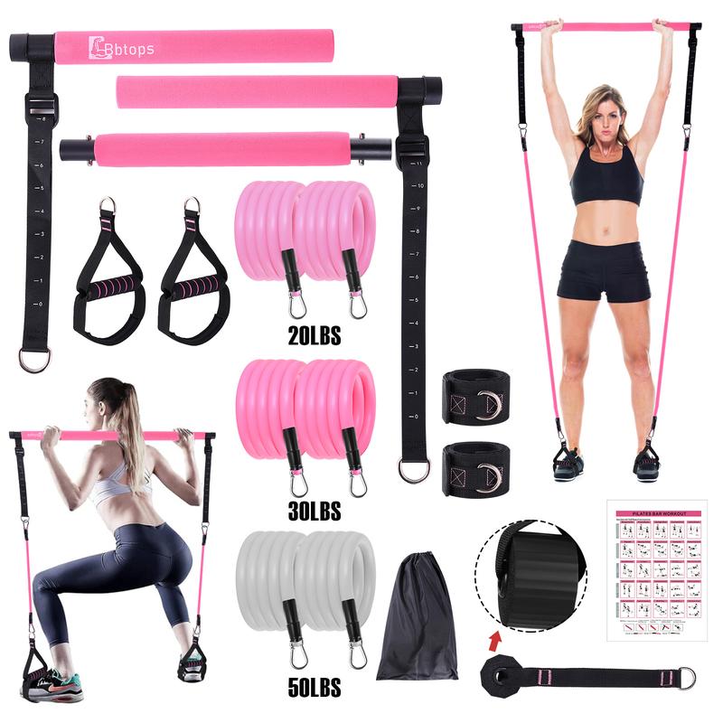 Bbtops, Portable Pilates Equipment, Fitness Equipment, Fitness Band, Fitness Exercise, Pilates Bar Kit with Resistance Bands, Gym Yoga Mat, Home Yoga, Home Workout, Strength Training, Yoga Licious