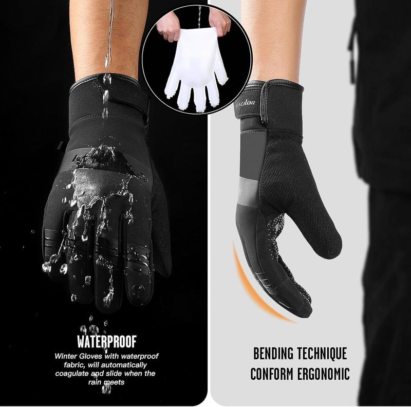 Winter Gloves for Men and Women, Touch Screen Warm Gloves, Waterproof & Windproof Thermal Gloves, Non-Slip Palm, Comfortable Lining, For Cycling, Hiking, Running, Skiing