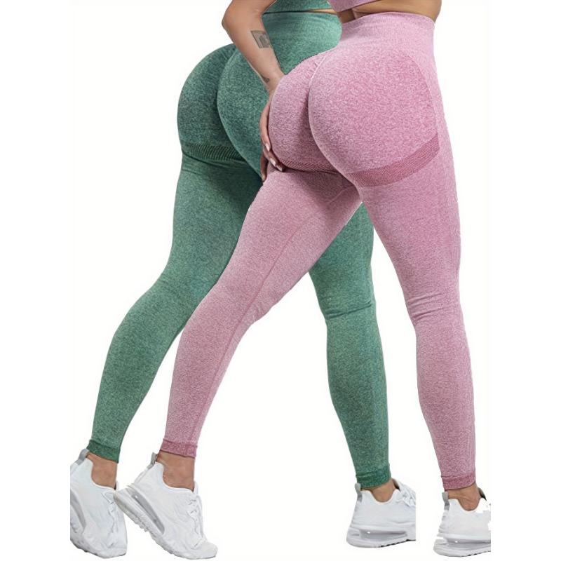 US Shipping 2-Pack High Waisted Breathable Yoga Pants, Solid Color Butt Lifting Activewear for Running & Gym Fitness, Casual Style for Fall & Winter