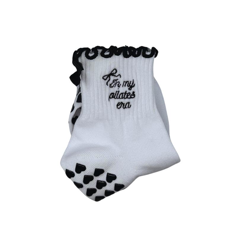 In my pilates era bow grip sock with heart grips for pilates, barre, yoga or lagree