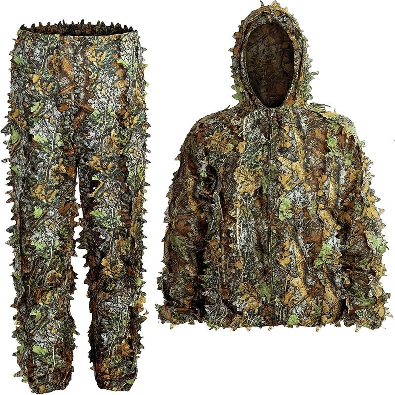 Ghillie Suit,  Adult 3D Leafy Camouflage Clothing, Ghillie Suit for Men, Camo Suit for Turkey Hunting, Hunting Suit for Outdoor Game and Halloween