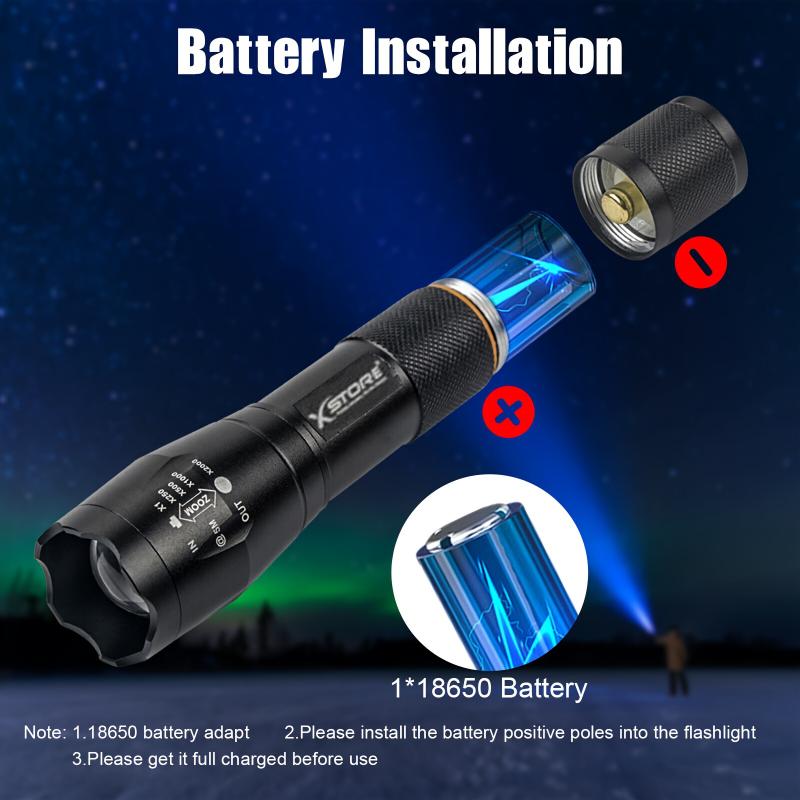 10pcs X.store 1000Lumens LED Flashlight, Super Bright 5Modes Mini Portable Torch For Camping Outdoor Emergency (Not Include Battery)