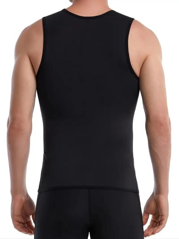 Men's Solid Round Neck Sports Vest, Sporty Comfortable Breathable Sleeveless Tank Top for Gym Workout Running, Mens Sport & Outdoor Clothing for All Seasons, Fall Outfits, Fallfreshness