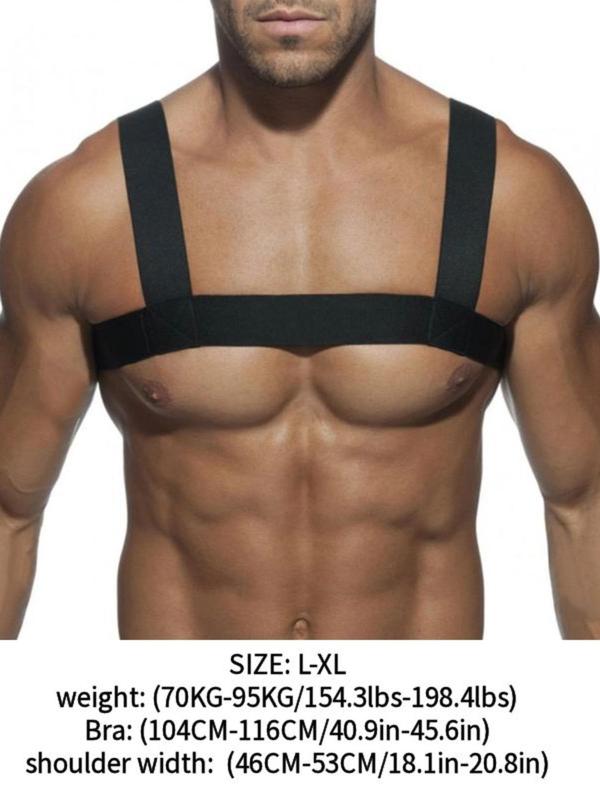 Men's Solid Color Elastic Chest Strap, Sporty Supportive Chest Strap for Gym Fitness Workout, Sports Protective Accessories for Men