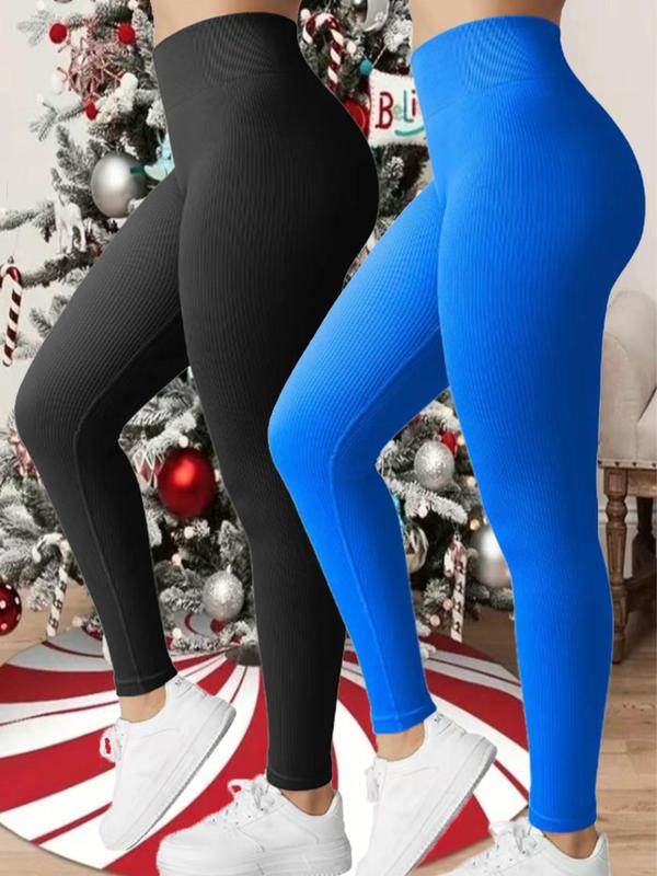 Women's Solid High Waist Sports Leggings, Casual Comfy Breathable Skinny Pants for Yoga Gym Workout Running, Ladies Sportswear for Fall & Winter