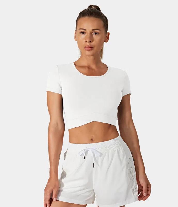 Halara Softlyzero️ plush Crossover Hem Cropped Sports Top