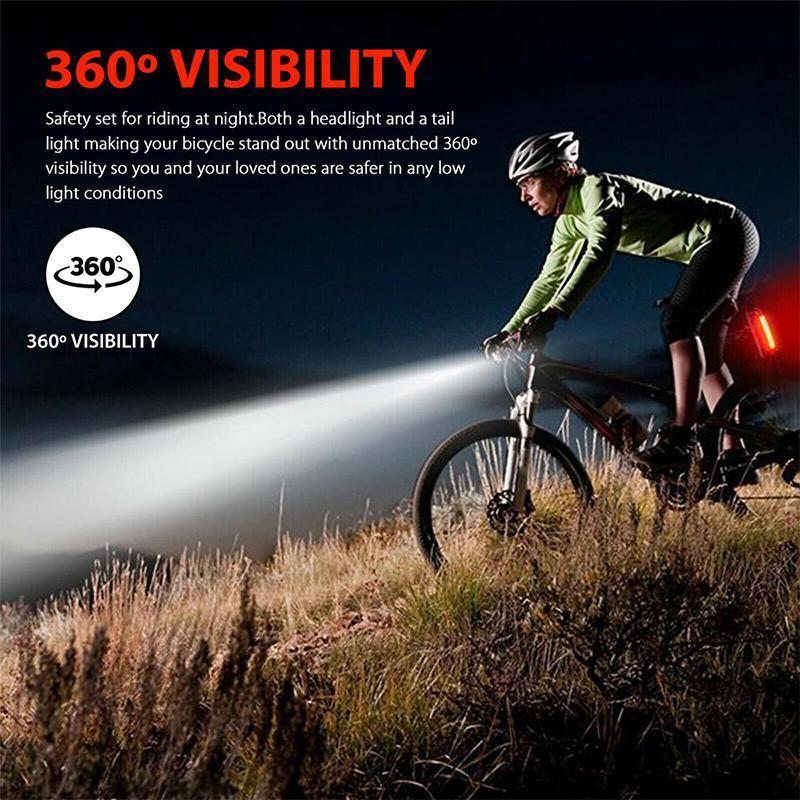 USB Rechargeable Motorcycle LED Light, Waterproof Bicycle Light, 3-Modes Headlight Taillight, Safety Warning Light, Bicycle Accessories