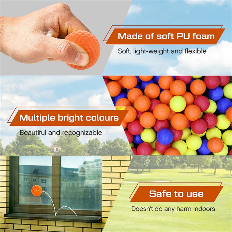 Golf Practice Balls Foam Colored Value 12 24 Pack, Lightweight Golf Ball Limited Flight for Indoor Outdoor Driving Range Backyard Training Safe Practice Good Value