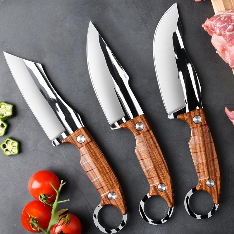 3pcs Multipurpose Knife Set, Outdoor Bone Removal Special Knife, Stainless Steel Sharp Meat Cutting Knife, Portable Fruit Knife For Camping