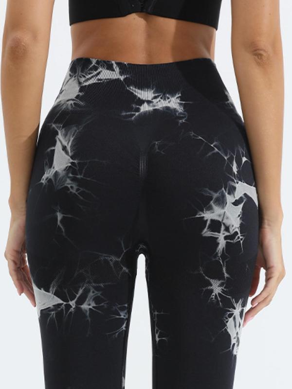 Women's Tie Dye Print High Waist Sports Leggings, Sporty Comfy Breathable Skinny Pants for Yoga Gym Workout Running, Ladies Sportswear for All Seasons