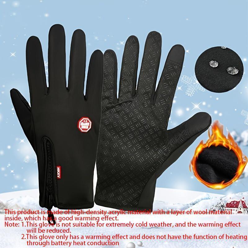 Winter Warm Gloves, 1 Pair Men's and Women's Outdoor Cycling Gloves Warm Plush Lining for Sports, Fishing, Autumn Travel, Waterproof, Windproof and Non-slip Touch Screen Gloves, Birthday Gift, Christmas Gift