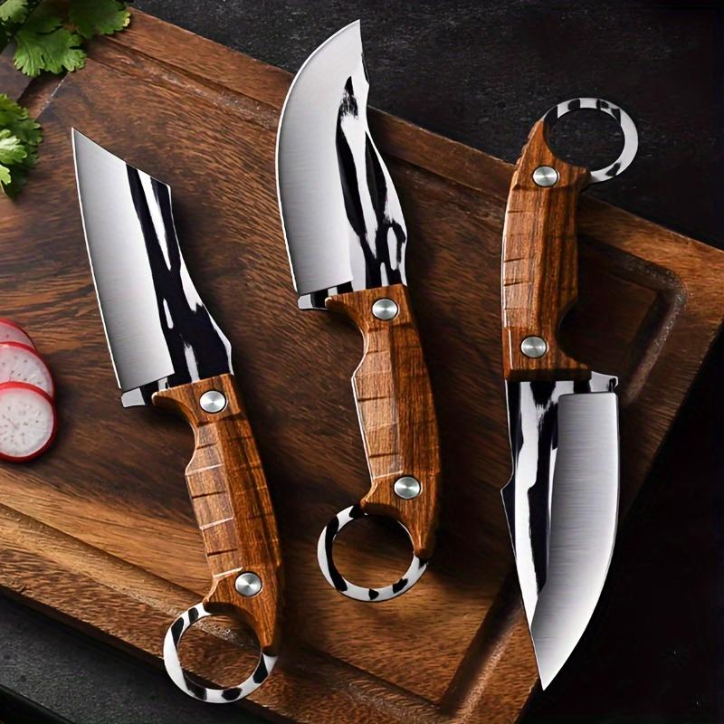 3pcs Multipurpose Knife Set, Outdoor Bone Removal Special Knife, Stainless Steel Sharp Meat Cutting Knife, Portable Fruit Knife For Camping