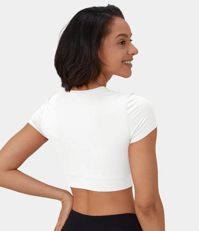 Halara Softlyzero️ plush Crossover Hem Cropped Sports Top