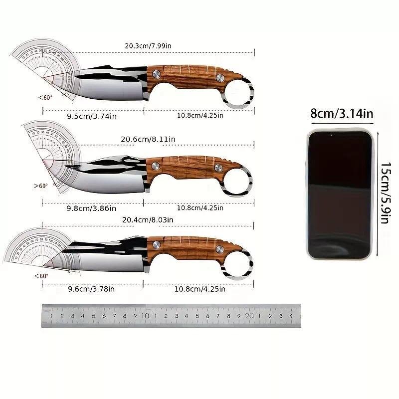 3pcs Multipurpose Knife Set, Outdoor Bone Removal Special Knife, Stainless Steel Sharp Meat Cutting Knife, Portable Fruit Knife For Camping