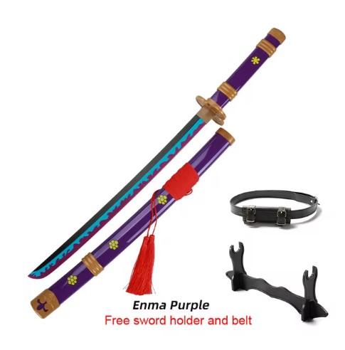 80cm 31.5＂Anime Roronoa Zoro Katana Sword Wooden Enma Purple