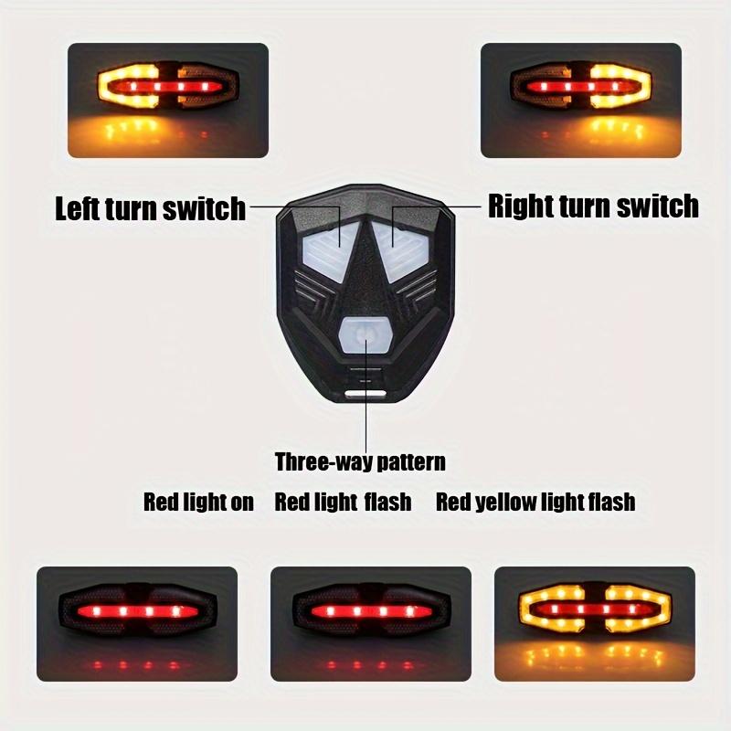 Rechargeable Bicycle Taillight with Turn Signal Warning Light, Wireless Remote Control for Night Riding