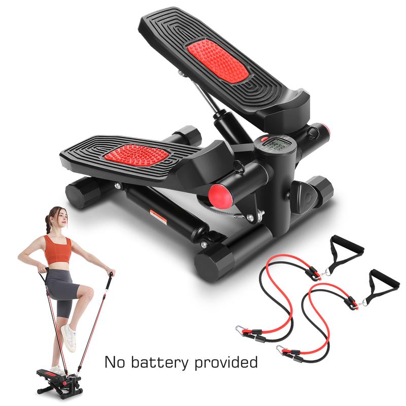 Ancheer Steppers for Exercise with double Resistance Bands ，Mini Stepper For Home and Office Use LCD Monitor with 250LBS Loading Capacity