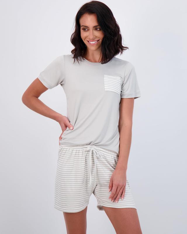 Real Essentials 4 Piece: Women’s Short Sleeve Top with Shorts Pajama Set – Ultra-Soft Lounge & Sleepwear (Available In Plus)