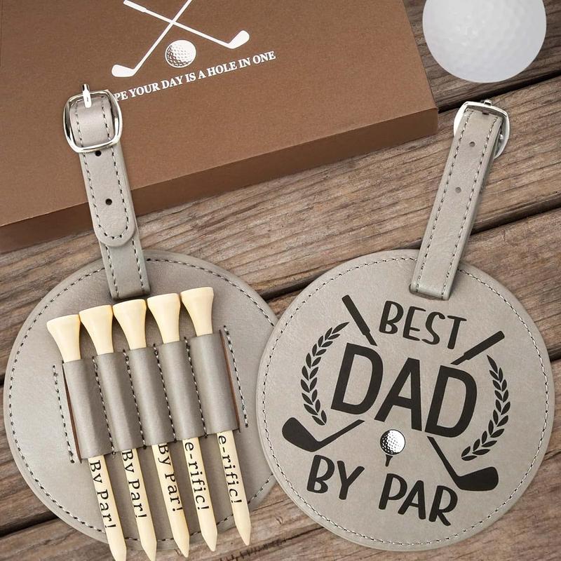 Father' s Day Gifts - Dad Golf Bag Tag with 5 Tees Set, Best Dad By Par, 3-1 4 inch Golf Tees Bulk for Fathers, Funny Birthday Gift from Daughter Son, Christmas Stocking Stuffers Ideas for Men