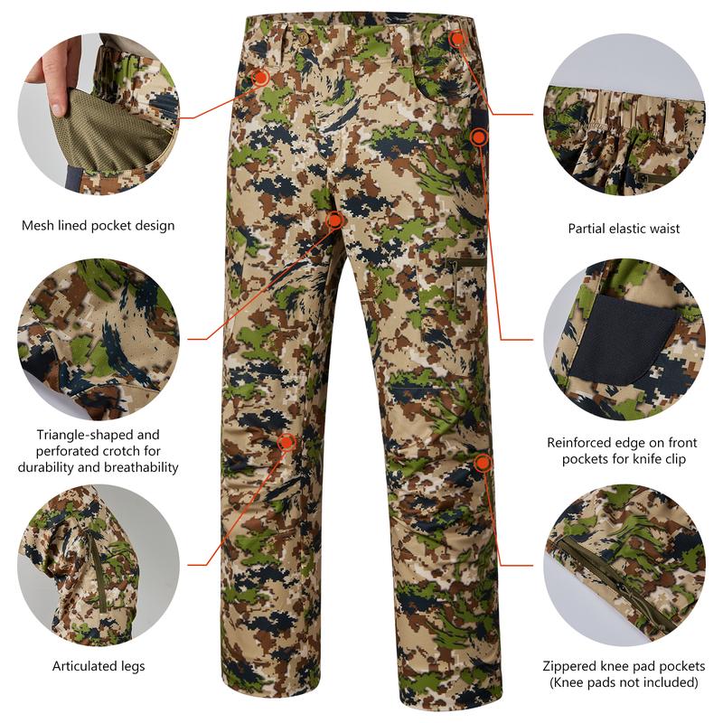 BASSDASH Men’s Lightweight Hunting Pants 4-Way Stretch Breathable Water Resistant for Turkey Early Season Spring Summer