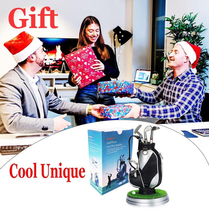 Golf Gifts for Men - Ideal Stocking Stuffers for Adults, White Elephant Gifts for Golfers, Dad, Him, Coworkers, Boss on Christmas & Birthday - Funny Golf Pen Holder, Home Office Decor Desk Accessories