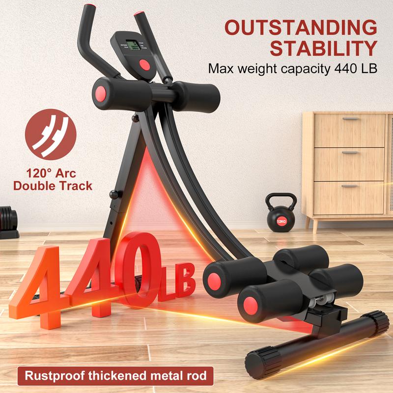 Ab Workout Equipment, Ab Machine Abdominal Exercise Equipment for Home Gym, Foldable Ab Crunch Waist Trainer for Stomach Workout