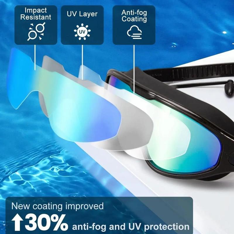 Swimming Goggles, 2 Pairs Anti-fog & Uv Protection Diving Googles, Wide Field Of View Clear Vision Swimming Goggles for Adults & Teenagers