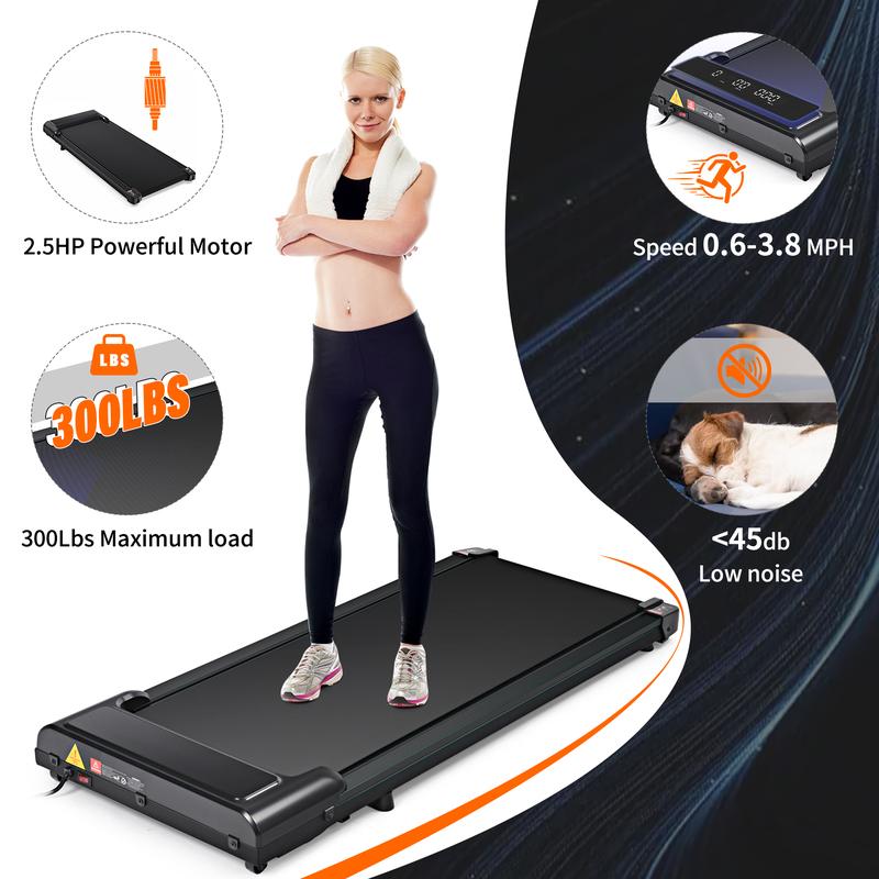 Portable Walkingpad Under Desk Treadmill for Home Office with Remote Control, Shock-Absorption & Knee Protection, Quiet Powerful Motor