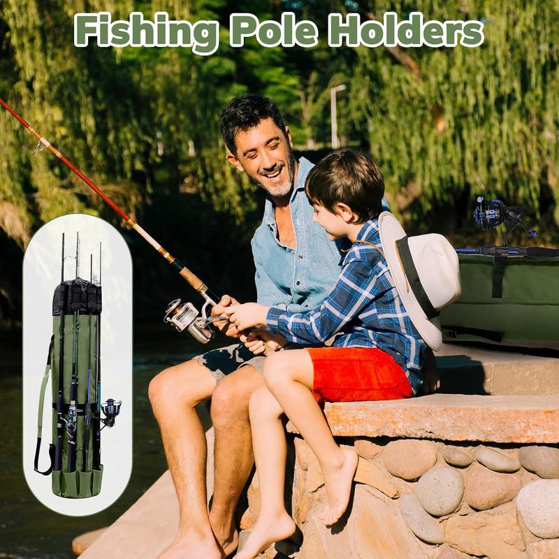 Fishing Rod Bag - Folding Fishing Reel Organizer Bag Pole Storage Bag Tackle Carrier - Large Capacity Fishing Bag Accommodate Fishing Gear & Equipment Gift for Father Boyfriend Family