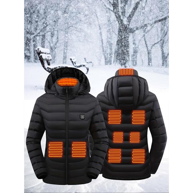 3 Heating Levels 9 Heating Zones USB Electric Heated Women's Long Sleeved Jacket, Warm Clothing for Outdoor Camping, Hiking, and Skiing (excluding battery pack)