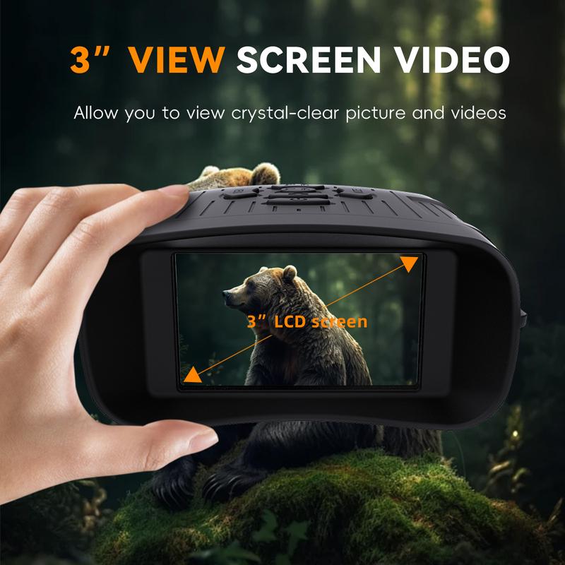 Night vision binoculars -3.0TFT screen, 10x digital zoom, strong infrared spotlight, 9-level adjustment, all black observation, rechargeable, 32GB card, suitable for hunting and camping, ideal Valentine's Day Halloween Christmas New Year gift