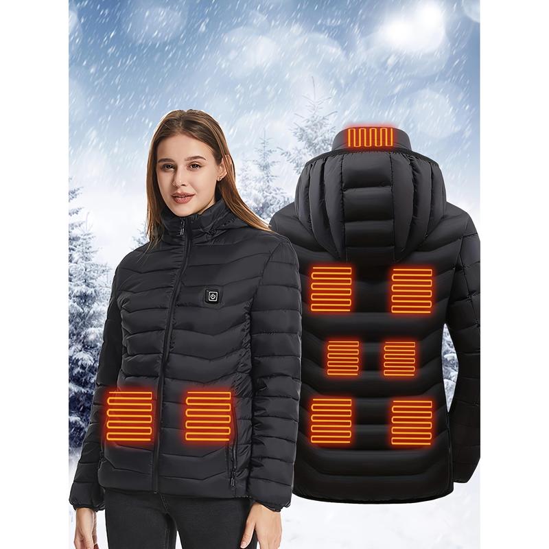 3 Heating Levels 9 Heating Zones USB Electric Heated Women's Long Sleeved Jacket, Warm Clothing for Outdoor Camping, Hiking, and Skiing (excluding battery pack)