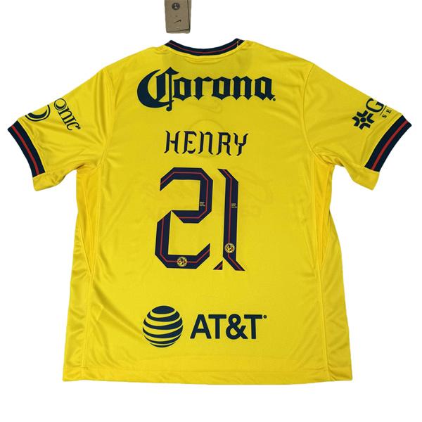 NIKE 2425 LIGA MX Club America Home henry Yellow Short Sleeve Soccer Jerseys New Season Quick Dry Sports