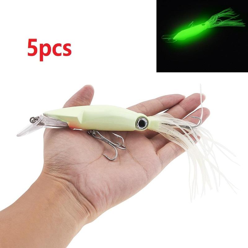 Oyster Shaped Luminous Fishing Lure with Hook (5 Counts), Glow in The Dark Artificial Fishing Bait, Fishing Accessories for Outdoor Fishing