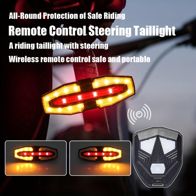 Rechargeable Bicycle Taillight with Turn Signal Warning Light, Wireless Remote Control for Night Riding