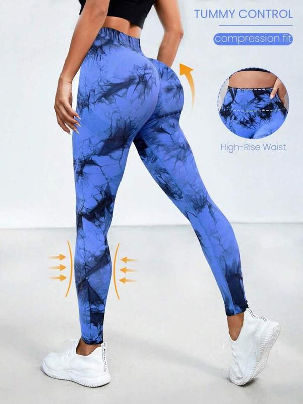 3 Pack Tie Dye Print High Waisted Workout Women Leggings Scrunch Rear Lifting High Waist Tummy Control Yoga Athletic Pants