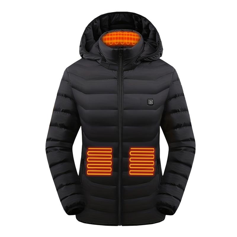 3 Heating Levels 9 Heating Zones USB Electric Heated Women's Long Sleeved Jacket, Warm Clothing for Outdoor Camping, Hiking, and Skiing (excluding battery pack)