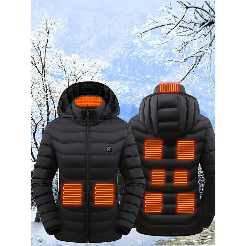 3 Heating Levels 9 Heating Zones USB Electric Heated Women's Long Sleeved Jacket, Warm Clothing for Outdoor Camping, Hiking, and Skiing (excluding battery pack)