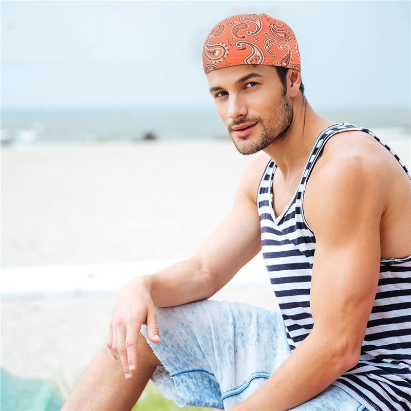 6 Pcs Men Cooling Skull Cap Helmet Liner Sweat Wicking Beanie Head Wrap Bicycle Cycling Running Hat