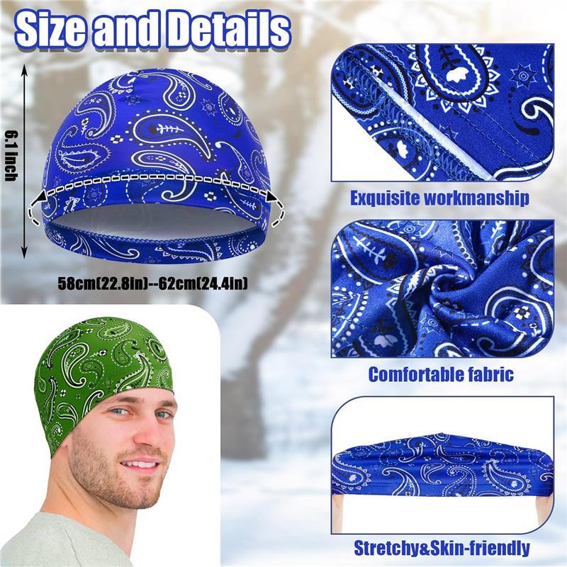 6 Pcs Men Cooling Skull Cap Helmet Liner Sweat Wicking Beanie Head Wrap Bicycle Cycling Running Hat