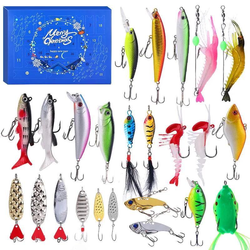 Fishing Lure Calendar, 1 Set 24 Days Fishing Lure Advent Calendar, Fishing Lure Set, Fishing Gift for Adult Men and Teenager Boys, Christmas Gift