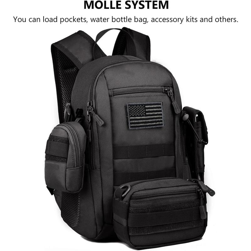 10L 20L Mini X-Small Tactical Backpack MOLLE Daypack Gear Pack Camping Bag with Patch