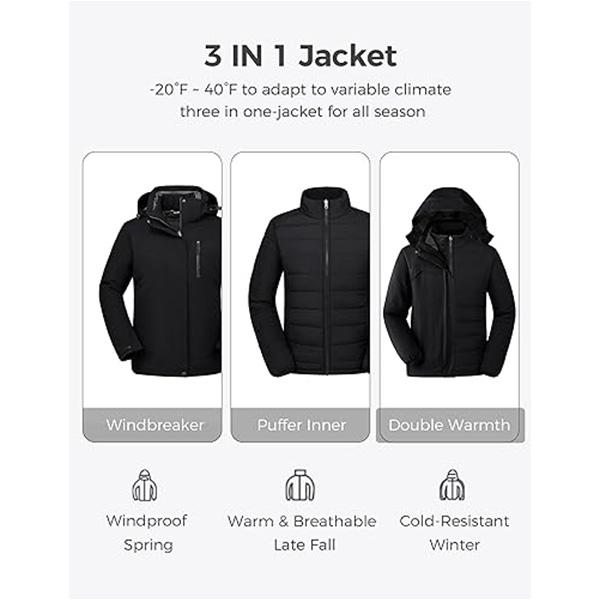 2025 NEW Women's 3 in 1 Plus Size Winter Coats Waterproof Ski Jacket Hooded Snowboarding Jacket  giftideas christmasgift