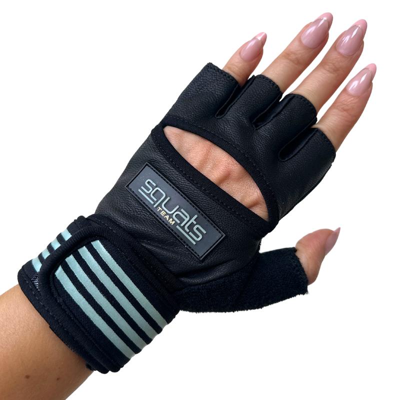 SQUATS TEAM - ProGrip Fitness Gloves – Genuine Leather with Enhanced Grip & Wrist Support, Foam Padding, and Integrated Towels