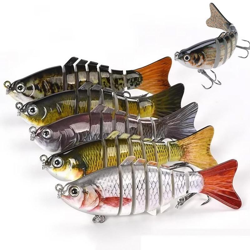 Artificial Fishing Lure, 1 5 Counts Multi Jointed Swimbait with Hook, Rotating Lifelike Fishing Bait, Fishing Accessories for Freshwater & Saltwater