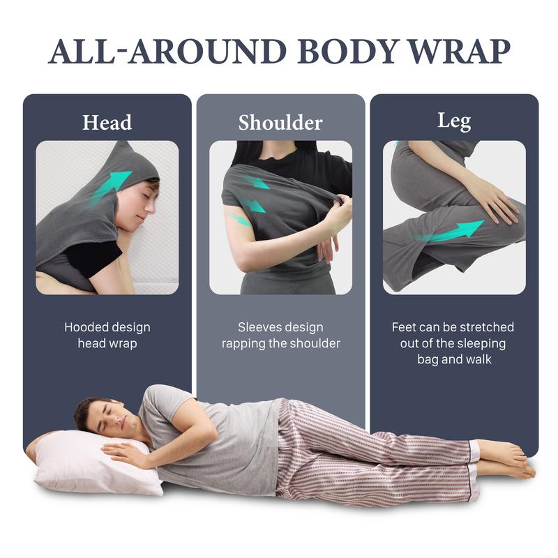 Lightweight Sleeping Bag, Gravity Feeling Wearable Compression Blanket, Mobile Sleep Pod, Sleep Sack, Machine Washable Grey Dralon